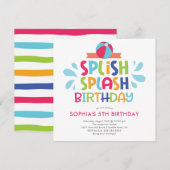Splish Splash Summer Pool Birthday Invitation Kaart (Voorkant / Achterkant)