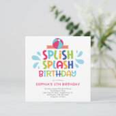 Splish Splash Summer Pool Birthday Invitation Kaart (Staand voorkant)