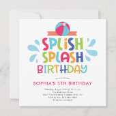 Splish Splash Summer Pool Birthday Invitation Kaart (Voorkant)