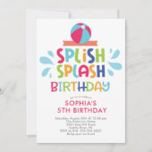 Splish Splash Summer Pool Birthday Invitation Kaart (Voorkant)