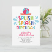 Splish Splash Summer Pool Birthday Invitation Kaart (Staand voorkant)