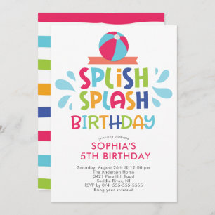 Splish Splash Summer Pool Birthday Invitation Kaart