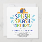 Splish Splash Summer Pool Birthday Invitation Kaart (Voorkant)