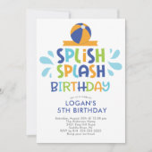 Splish Splash Summer Pool Birthday Invitation Kaart (Voorkant)