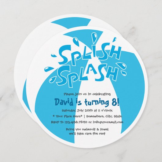 Splish Splash Summer Pool Boys Birthday Kaart (Voorkant / Achterkant)