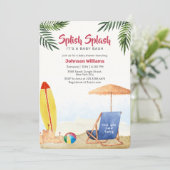 Splish Splash Surfboard Beach Boy Baby Shower Kaart (Staand voorkant)