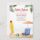 Splish Splash Surfboard Beach Boy Baby Shower Kaart (Voorkant)