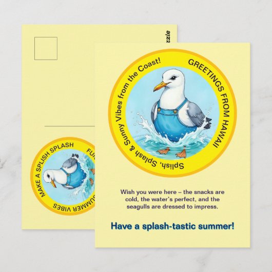 Splish Splash-tastic summer Hawaii bird greeting Briefkaart (Voorkant / Achterkant)