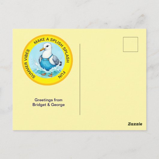 Splish Splash-tastic summer Hawaii bird greeting Briefkaart (Achterkant)