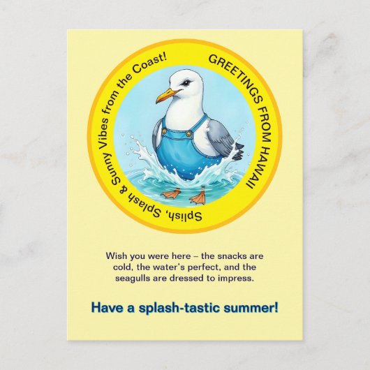Splish Splash-tastic summer Hawaii bird greeting Briefkaart (Voorkant)