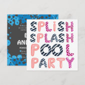 Splish Splash TEEN POOL PARTY Pink Black Modern Kaart (Voorkant / Achterkant)