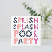 Splish Splash TEEN POOL PARTY Pink Black Modern Kaart (Staand voorkant)