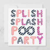 Splish Splash TEEN POOL PARTY Pink Black Modern Kaart (Voorkant)