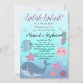 Splish Splash Under the Zee Ocean Girls Verjaardag Kaart (Voorkant)