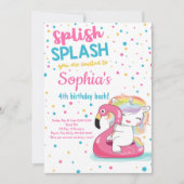 Splish Splash Unicorn Bash Pool Girl Birthday Kaart (Voorkant)