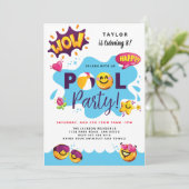 Splish Splash verjaardag / 3D emoji / Pool party Kaart (Staand voorkant)