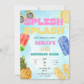 splish splash verjaardag bash meisje zwembad party kaart (Voorkant)