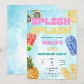splish splash verjaardag bash meisje zwembad party kaart (Voorkant / Achterkant)