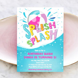 splish splash verjaardag bash meisje zwembad party kaart