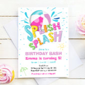 splish splash verjaardag bash meisje zwembad party kaart