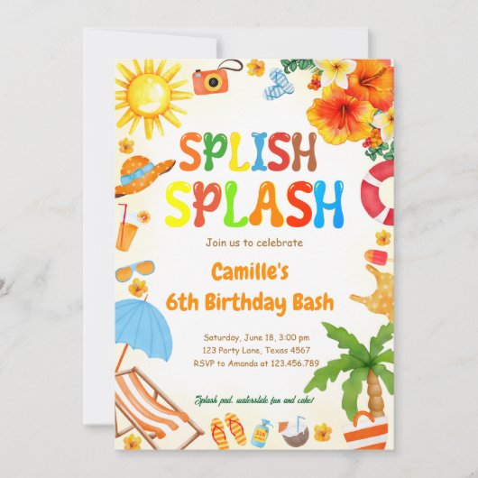 Splish Splash Verjaardag Bash Pool Party Kaart (Voorkant)