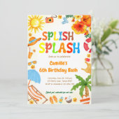 Splish Splash Verjaardag Bash Pool Party Kaart (Staand voorkant)