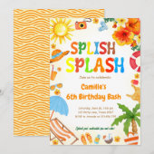 Splish Splash Verjaardag Bash Pool Party Kaart (Voorkant / Achterkant)