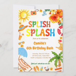 Splish Splash Verjaardag Bash Pool Party Kaart