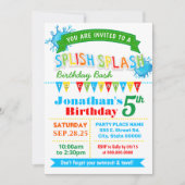 Splish splash verjaardag bash primaire kleuren par kaart (Voorkant)