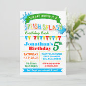 Splish splash verjaardag bash primaire kleuren par kaart (Staand voorkant)
