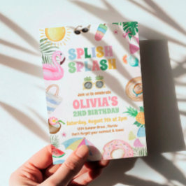 splish splash verjaardag uitnodigen zwembad party kaart
