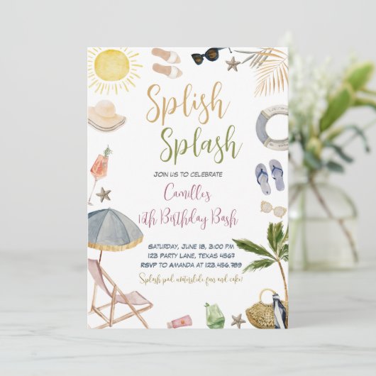 Splish Splash Verjaardagsfeest Kaart (Staand voorkant)