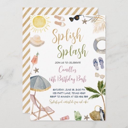 Splish Splash Verjaardagsfeest Kaart (Voorkant / Achterkant)