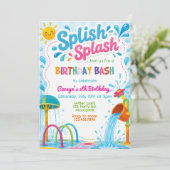 Splish Splash Verjaardagsfeest | Splash Pad Kaart (Staand voorkant)