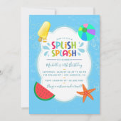 Splish Splash Verjaardagsfeest Uitnodiging (Voorkant)