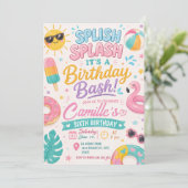 Splish Splash Verjaardagsfeest Uitnodiging (Staand voorkant)