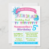 Splish splash verjaardagsfeestje bash roze party kaart (Voorkant)