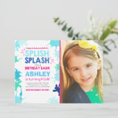 Splish Splash verjaardagsuitnodiging Meisje Kaart (Staand voorkant)