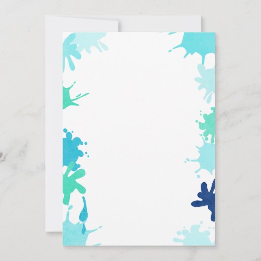 Splish Splash verjaardagsuitnodiging Meisje Pool P Kaart (Achterkant)