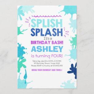 Splish Splash verjaardagsuitnodiging Meisje Pool P Kaart