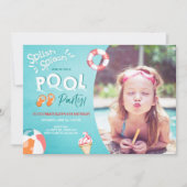 Splish Splash verjaardagsuitnodiging Pool party Kaart (Voorkant)