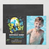 Splish Splash verjaardagsuitnodiging Zwembad feest Kaart (Voorkant / Achterkant)