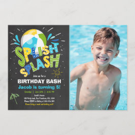 Splish Splash verjaardagsuitnodiging Zwembad feest Kaart