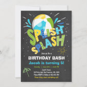 Splish Splash verjaardagsuitnodiging Zwembad feest Kaart (Voorkant)