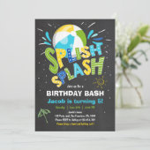 Splish Splash verjaardagsuitnodiging Zwembad feest Kaart (Staand voorkant)