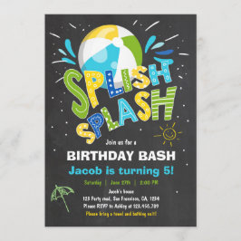 Splish Splash verjaardagsuitnodiging Zwembad feest Kaart