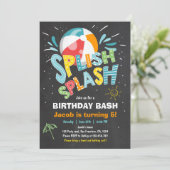 Splish Splash verjaardagsuitnodiging Zwembad feest Kaart (Staand voorkant)