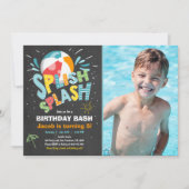 Splish Splash verjaardagsuitnodiging Zwembad feest Kaart (Voorkant)