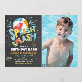 Splish Splash verjaardagsuitnodiging Zwembad feest Kaart