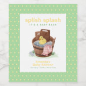 Splish Splash Wastafel Rubber Eend Baby Shower Wijn Etiket (Enkel label)